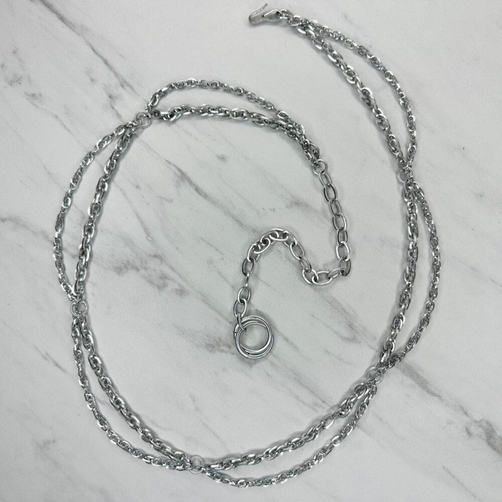 Womens Silver Double Chain Belt Small (S) Medium (M) Draped Y2K Style ✨